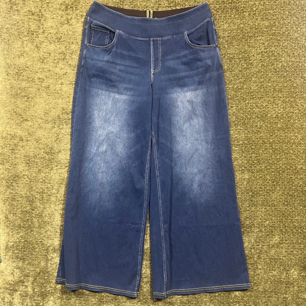Halara Pants Womens 1X Blue Wide Leg Elastic Waist Pull On 02645226